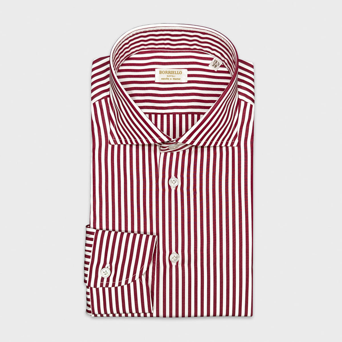 Borriello Burgundy Red Striped Shirt Popeline Cotton