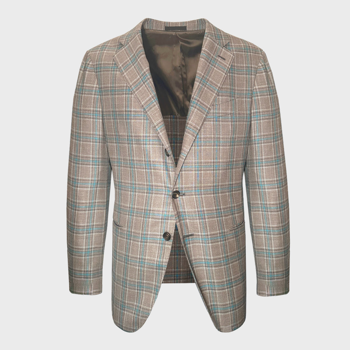 Wool Silk Classic Jacket Windowpane Stonewall