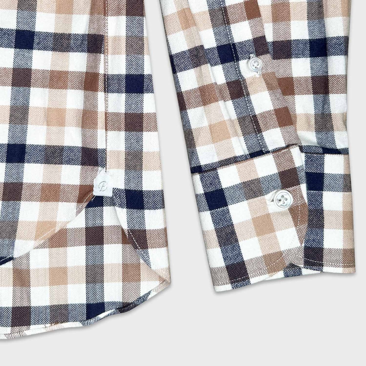 Brown Cotton Flannel Club Check Shirt Borriello Napoli