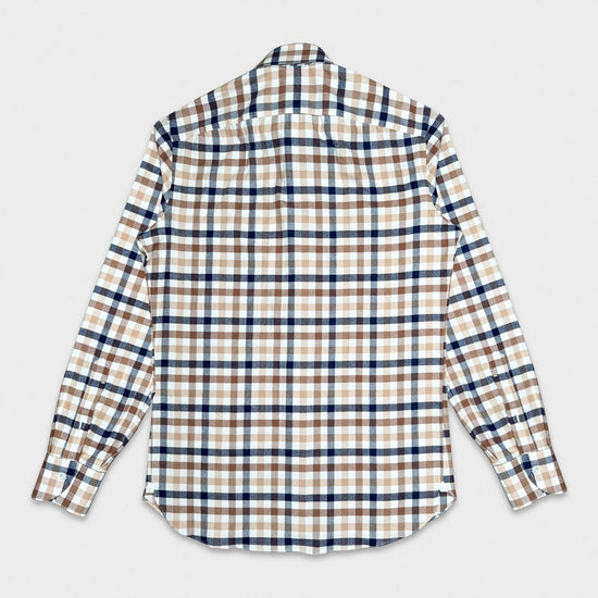 Brown Cotton Flannel Club Check Shirt Borriello Napoli