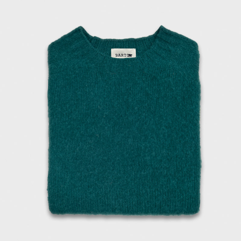 Pull en laine Shetland vert à Genève Wools Boutique Uomo