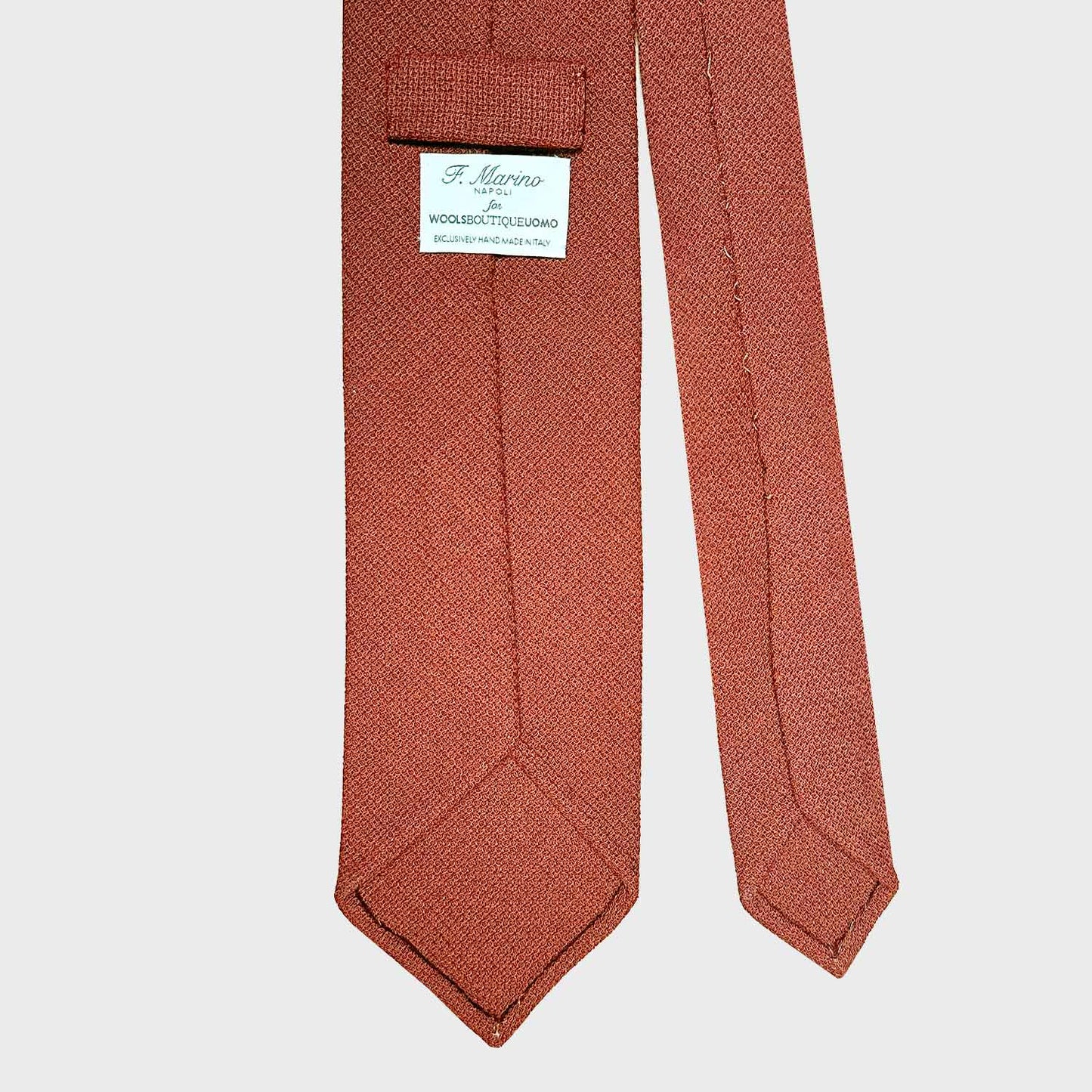 Orange Wool Hopsack Tie Handmade Italian. Wools Boutique Uomo ties collection