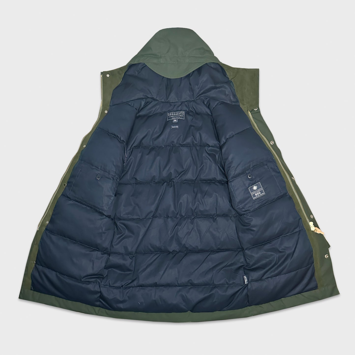 Green Water Repellent Parka Manifattura Ceccarelli, men's parka coat padded with goose down  