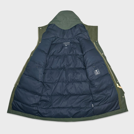 Green Water Repellent Parka Manifattura Ceccarelli, men's parka coat padded with goose down  