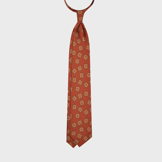 Copper Brown Silk Tie Unlined Classic Medallions.