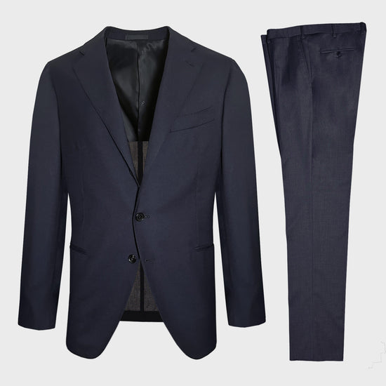 Blue Men Suit Hopsack Wool Caruso Spring Summer