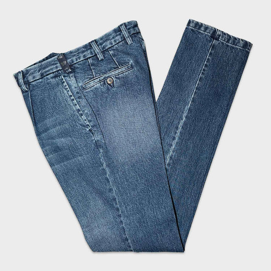 Blue Kurabo Denim Tailoring Jeans Single Pleats Geneva