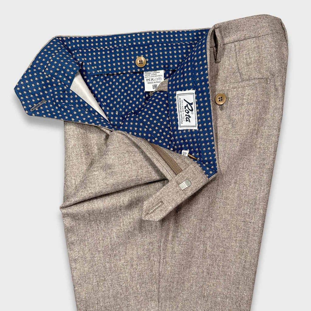 Rota Flannel Wool Trousers Sand Beige