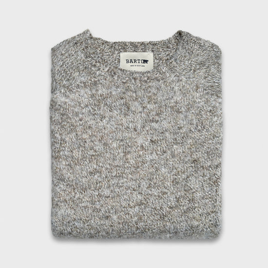 Mélange Sand Beige Shetland Wool Crewneck Sweater Wools Boutique Uomo à Genève