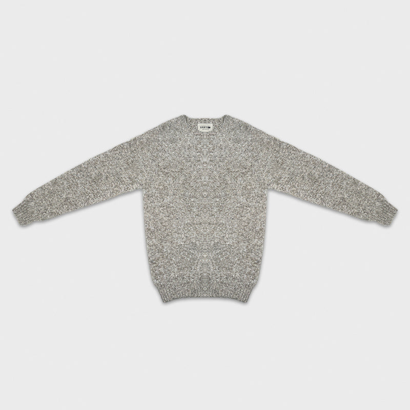 Mélange Sand Beige Shetland Wool Crewneck Sweater.