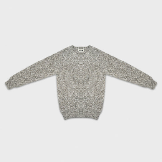 Mélange Sand Beige Shetland Wool Crewneck Sweater.