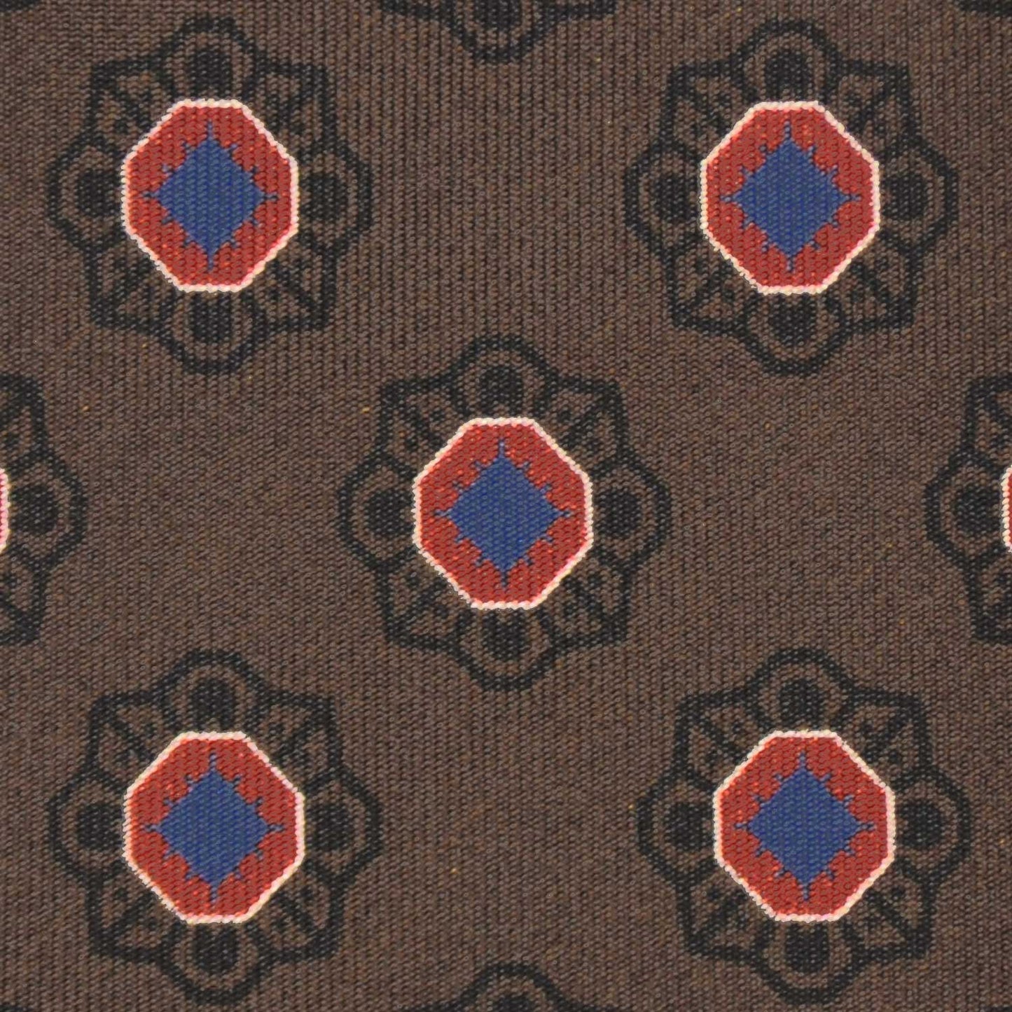 F.Marino Silk Tie 3 Folds Geometric Flower Coffee Brown-Wools Boutique Uomo